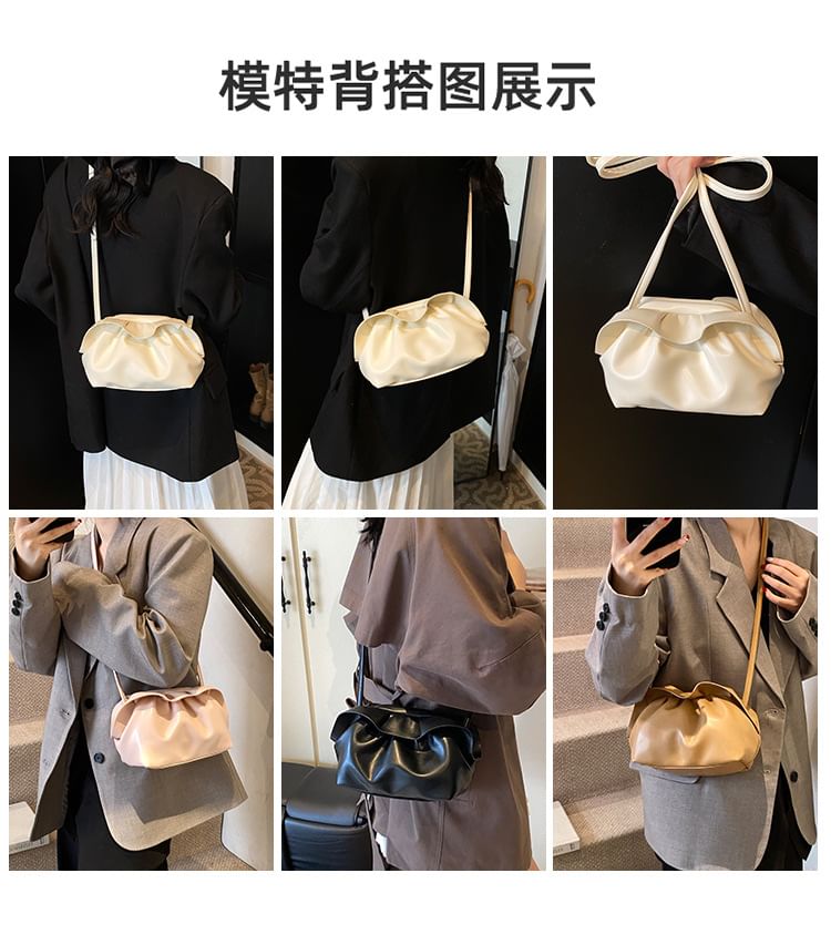 Leather Ruched Crossbody Bag Faux