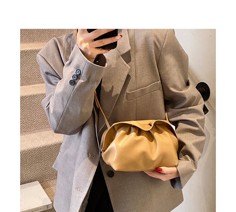 Leather Ruched Crossbody Bag Faux