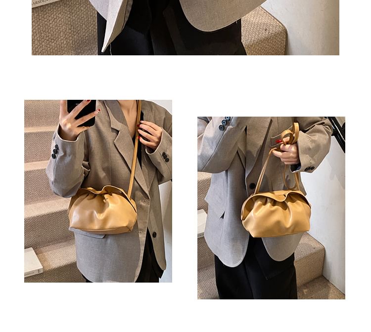 Leather Ruched Crossbody Bag Faux