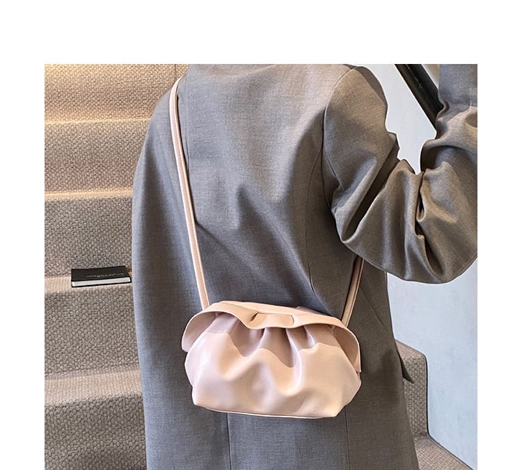 Leather Ruched Crossbody Bag Faux