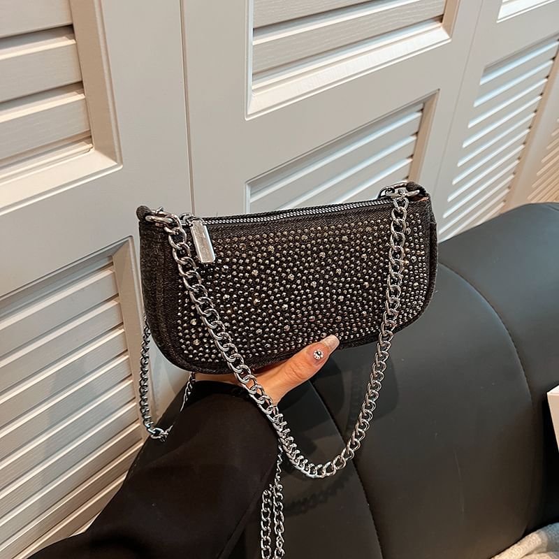 Rhinestone Denim Evening Clutch