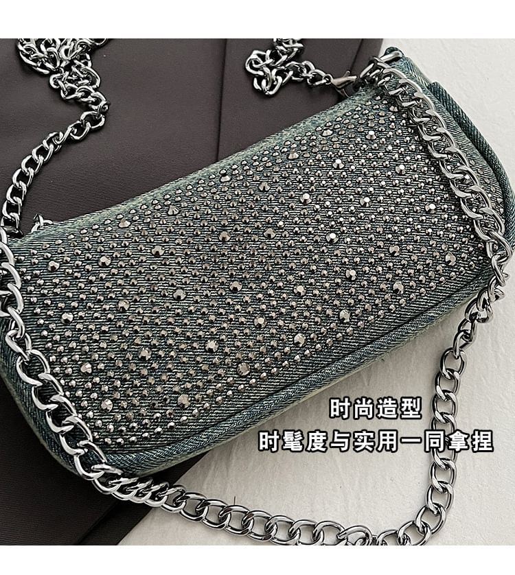 Rhinestone Denim Evening Clutch