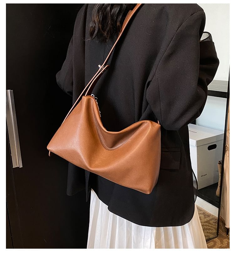 Faux Plain Bag Shoulder Leather