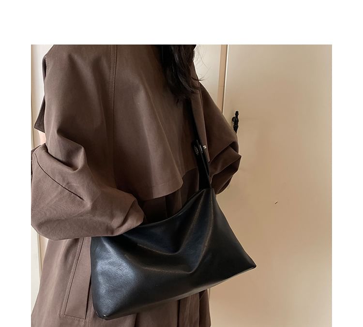 Faux Plain Bag Shoulder Leather