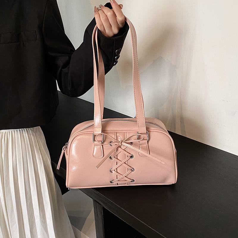 Bag Shoulder Lace-Up Leather Faux