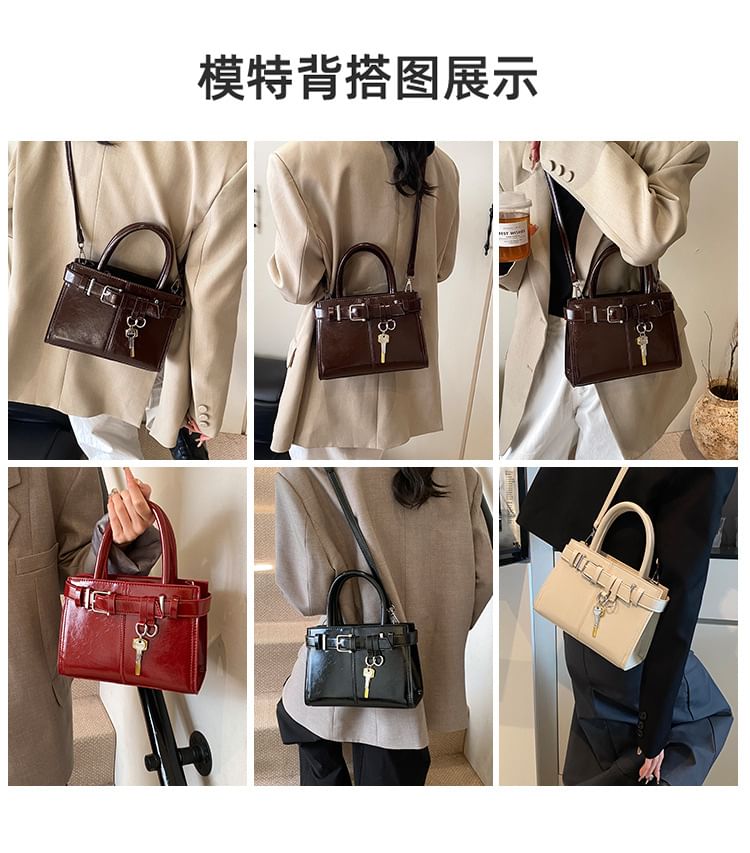 Buckle Leather Crossbody Faux Bag