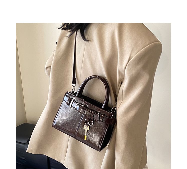 Buckle Leather Crossbody Faux Bag