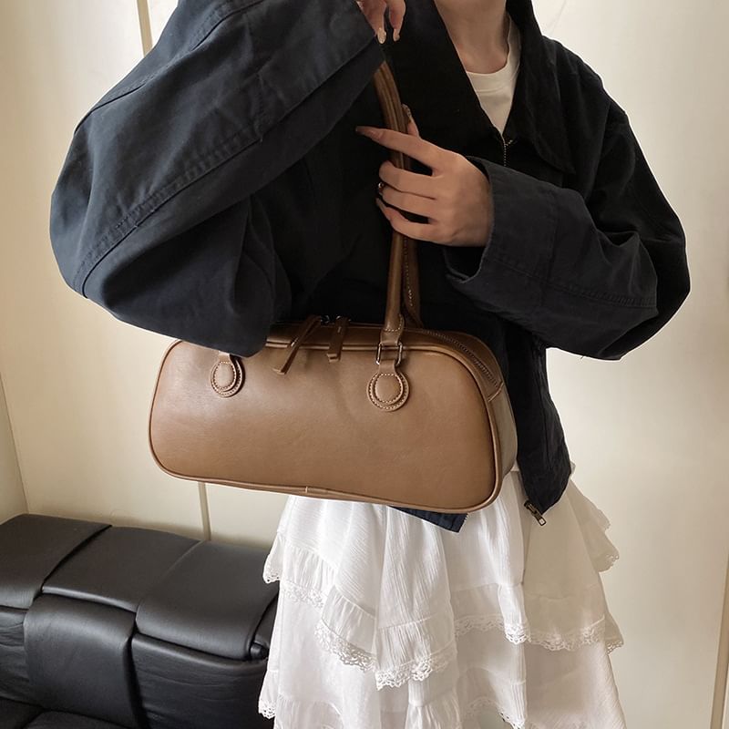 Faux Shoulder Leather Bag Plain