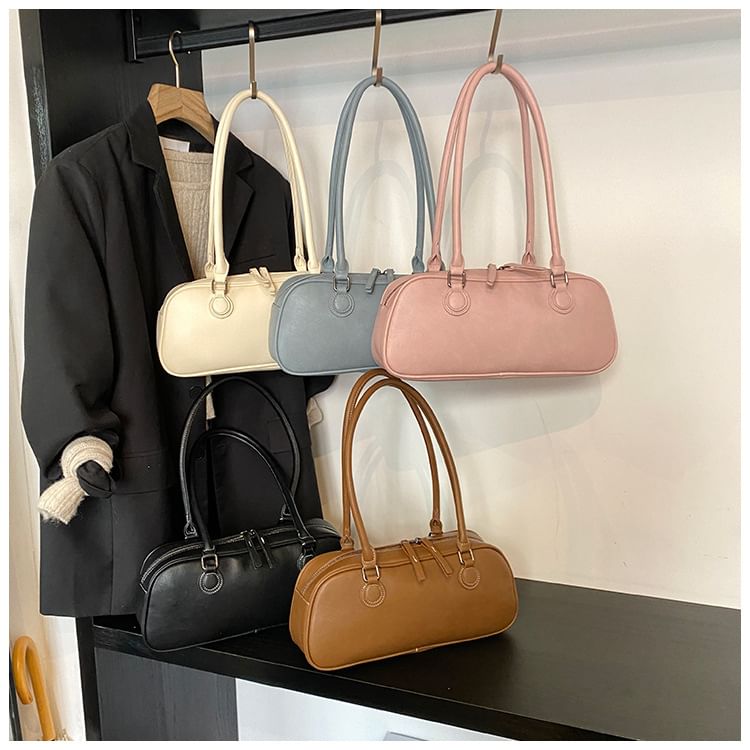 Faux Shoulder Leather Bag Plain