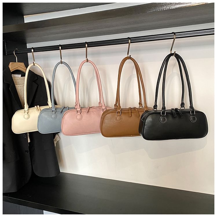 Faux Shoulder Leather Bag Plain