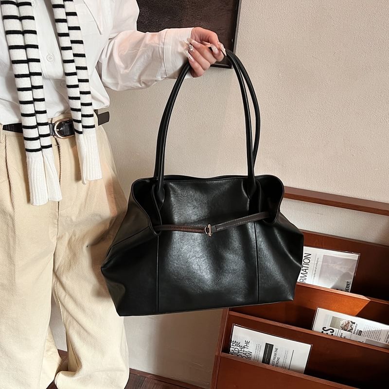 Leather Bag Plain Faux Tote