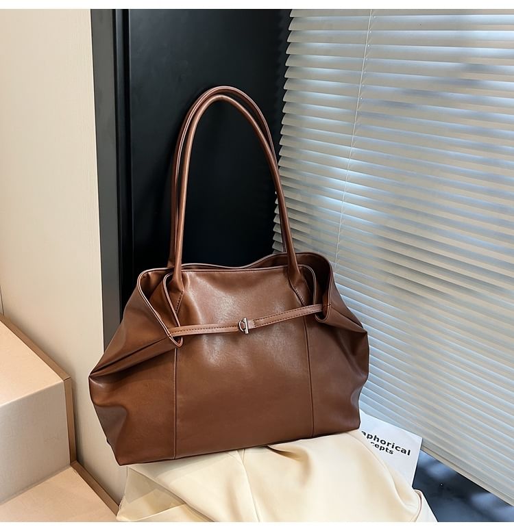 Leather Bag Plain Faux Tote