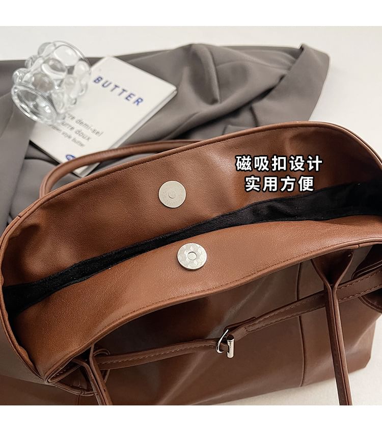 Leather Bag Plain Faux Tote