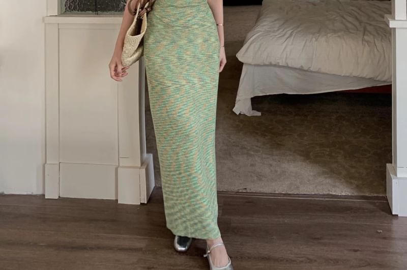 Knit Skirt Pencil Melange Rise Camisole High / Top Maxi