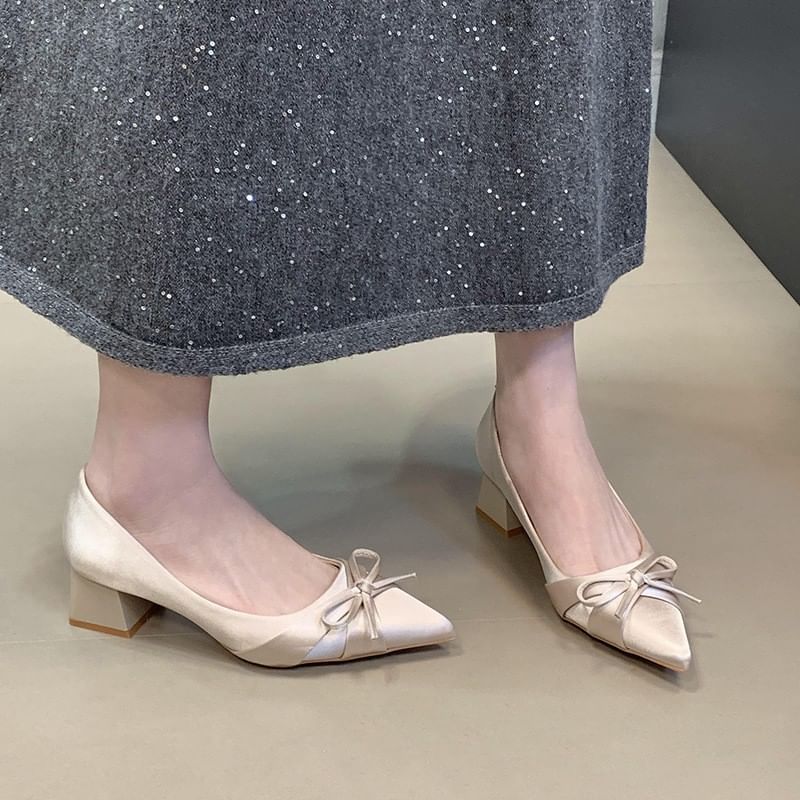 Pumps Heel Chunky Bow