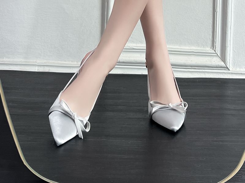 Slingback Pumps Bow Heel Stiletto