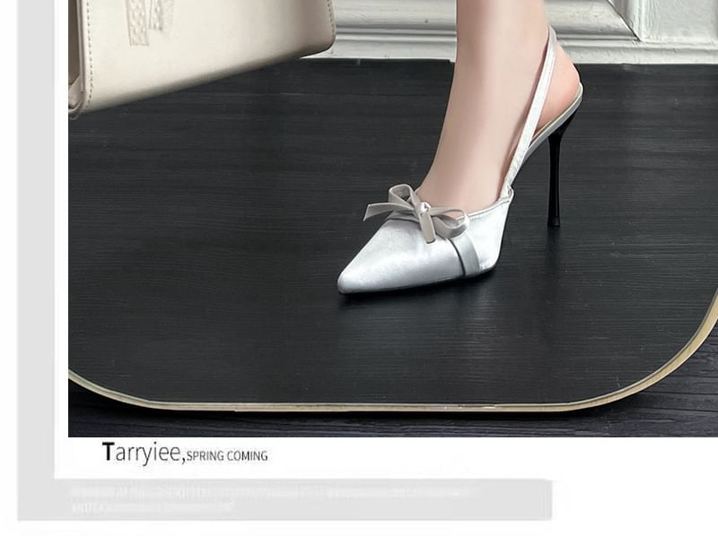Slingback Pumps Bow Heel Stiletto