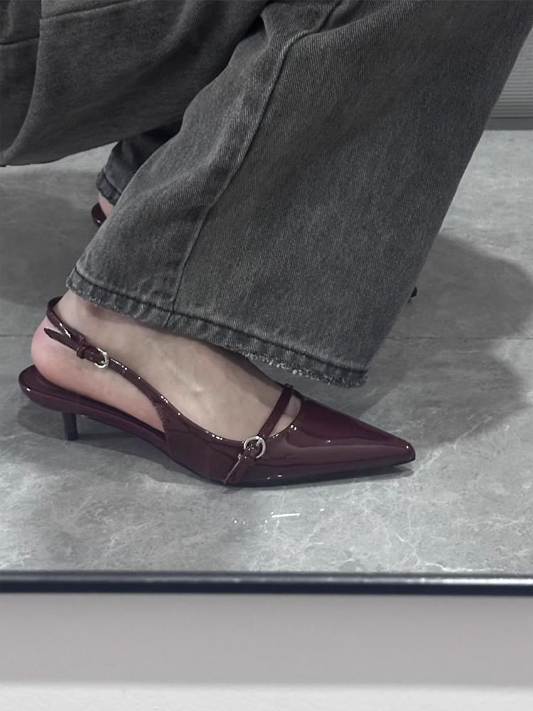 Heel Stiletto Low Buckle Pumps