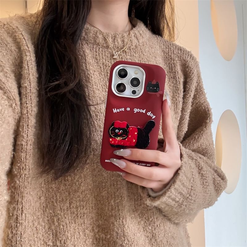 Embroidered Cat Phone Case
