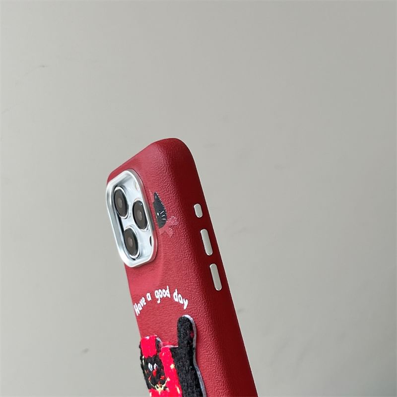 Embroidered Cat Phone Case