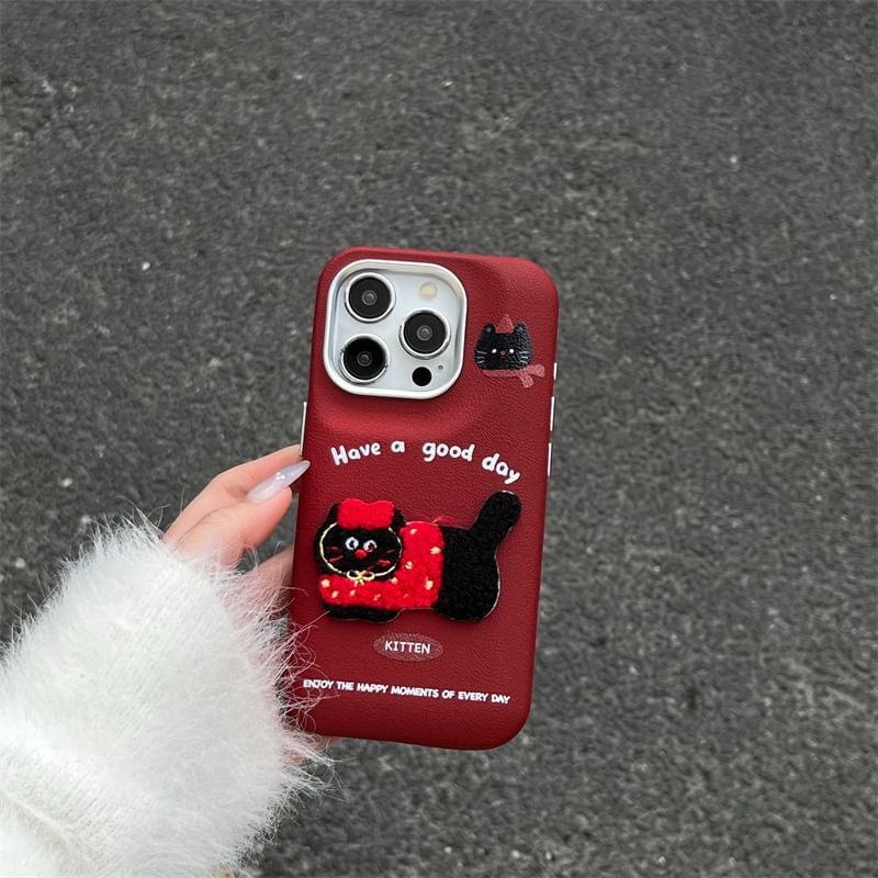 Embroidered Cat Phone Case