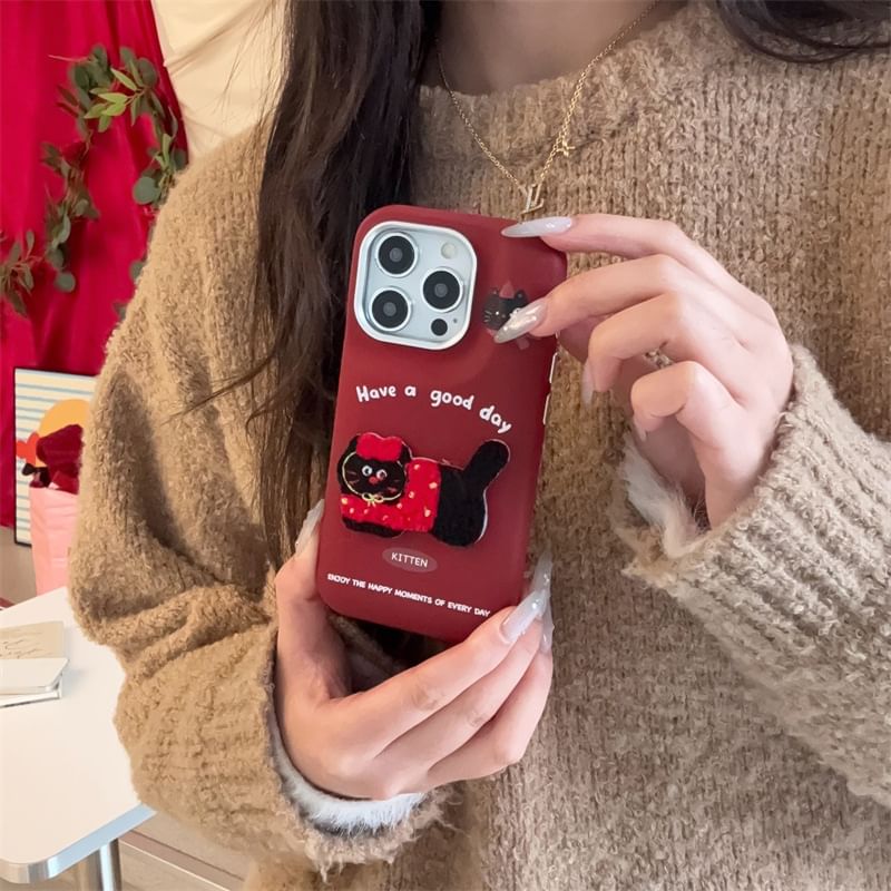 Embroidered Cat Phone Case