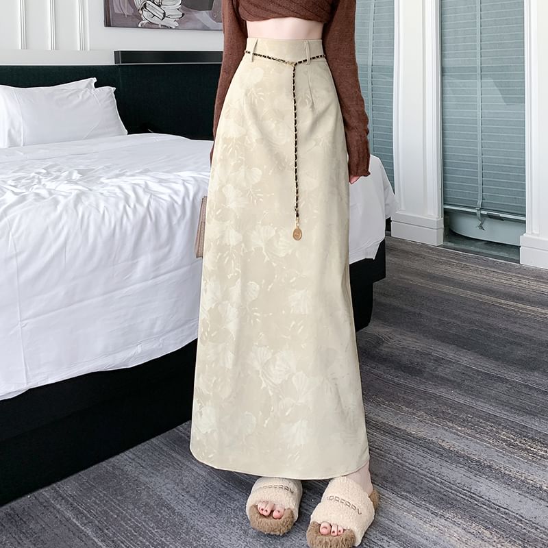 High Rise Midi Skirt A-Line Floral