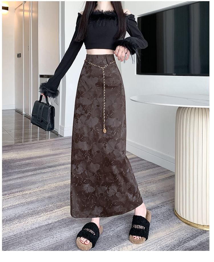 High Rise Midi Skirt A-Line Floral