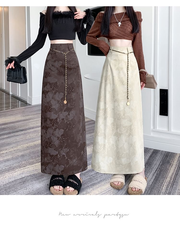 High Rise Midi Skirt A-Line Floral