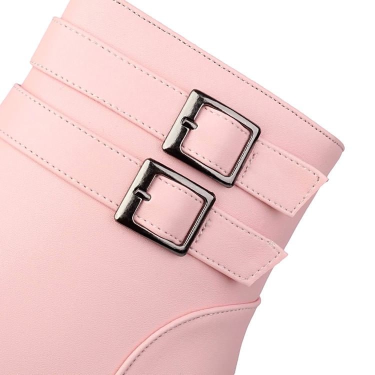 Boots Peep-Toe Plain Heel Short High