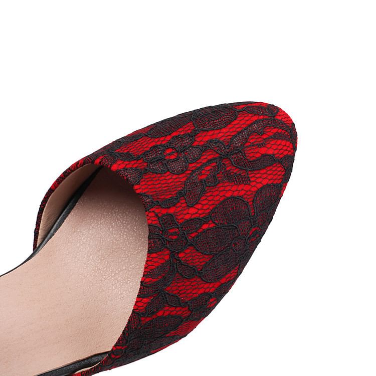 Heel D'Orsay Lace Sandals Panel Low