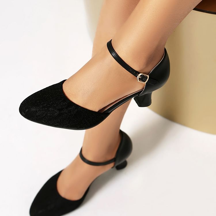 Heel D'Orsay Lace Sandals Panel Low