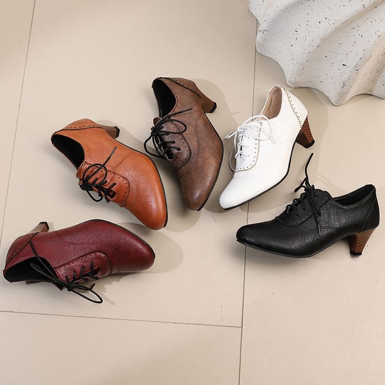 Lace-Up Shoes Brogue Plain Heel Low