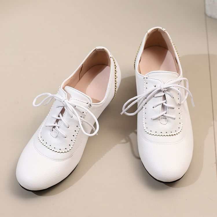 Lace-Up Shoes Brogue Plain Heel Low