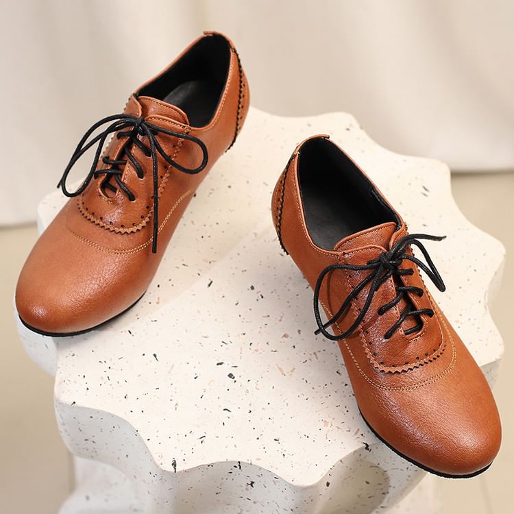 Lace-Up Shoes Brogue Plain Heel Low
