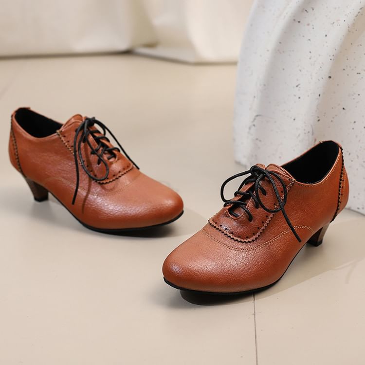 Lace-Up Shoes Brogue Plain Heel Low