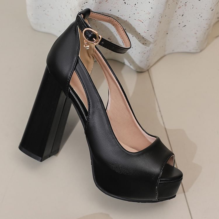 Chunky Heel Platform Two Tone Sandals