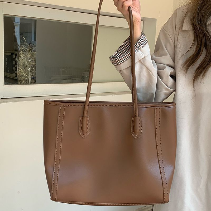 Tote Plain Bag Leather Faux