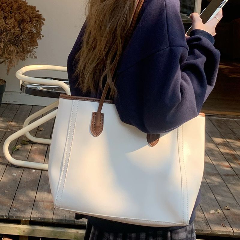 Tote Plain Bag Leather Faux