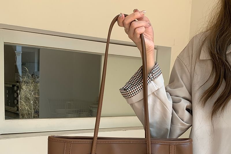 Tote Plain Bag Leather Faux