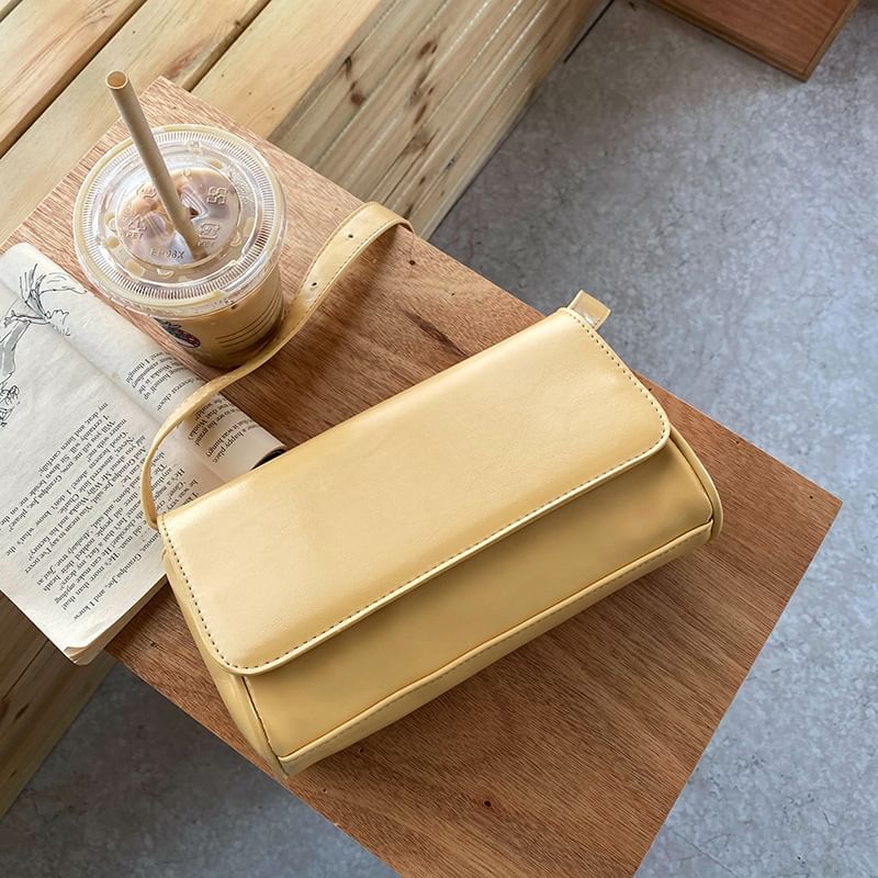 Crossbody Bag Faux Flap Leather Plain