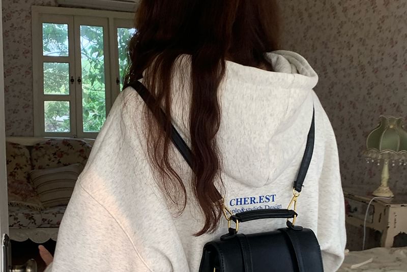 Faux Plain Flap Backpack Leather