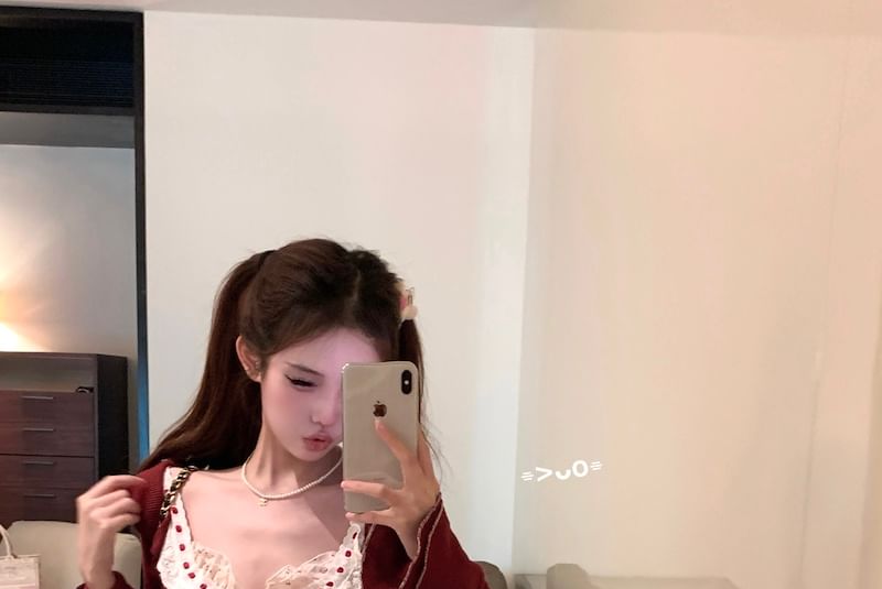 / Plaid Sleeveless Cardigan Waist Floral Ruffle Mini Striped Print Panel High Top A-Line Skirt Bow