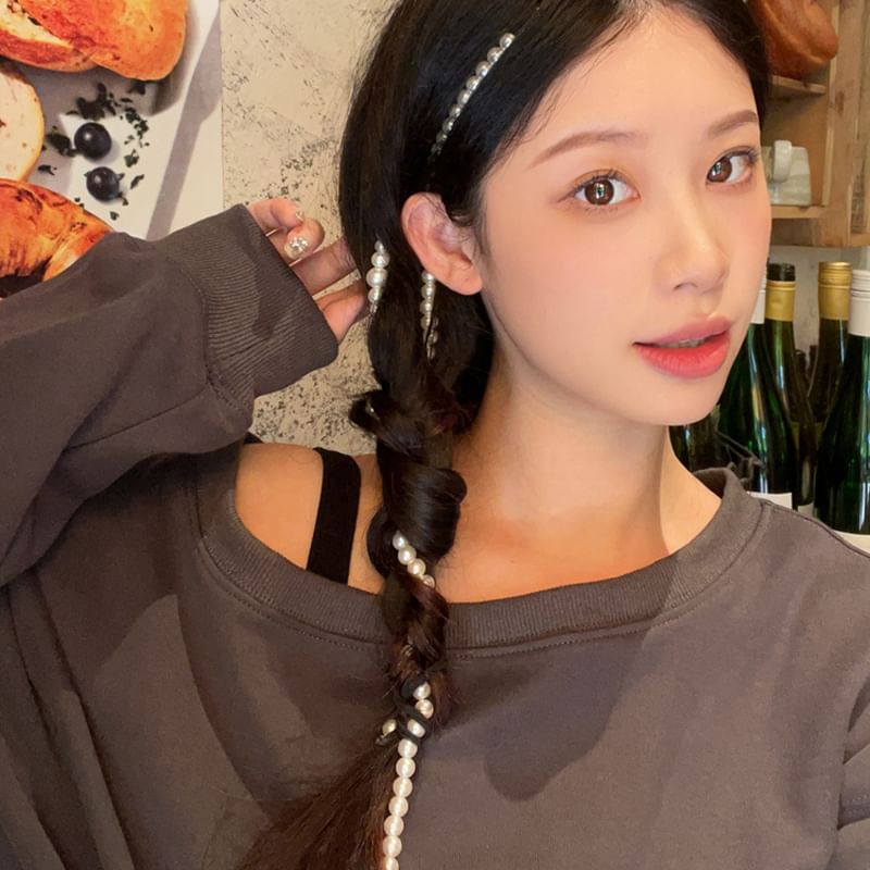 Faux Beaded Hairband Pearl