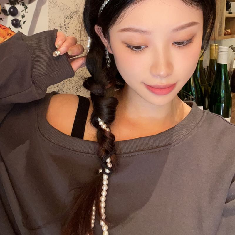 Faux Beaded Hairband Pearl