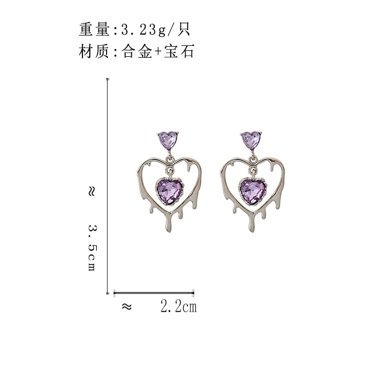 Drop Earring 925 Heart Silver Sterling