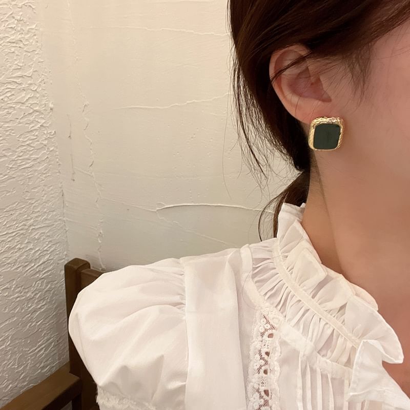 Square Sterling 925 Earring Silver Stud