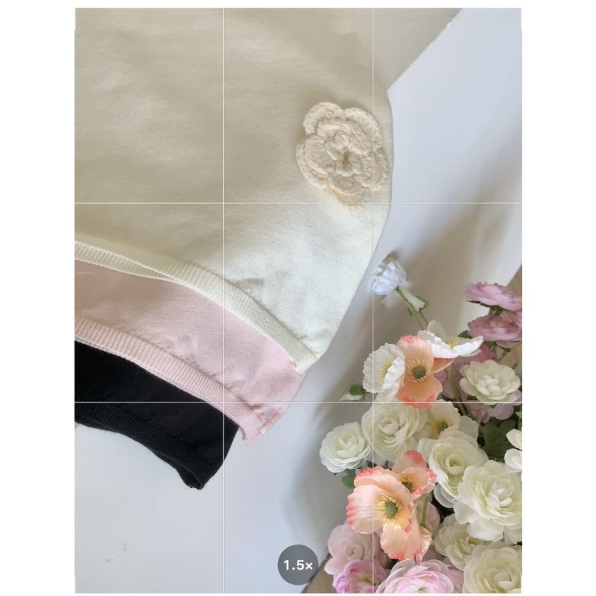 Floral Top Crochet Halter Plain