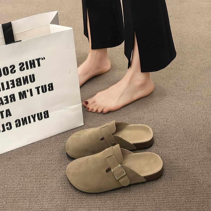 Buckled Mules Plain Platform