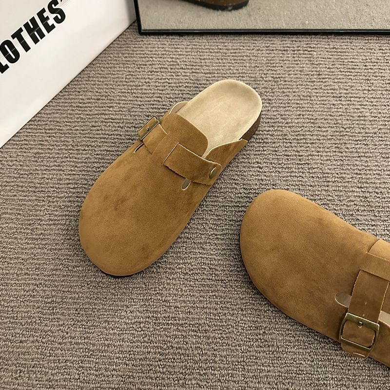 Buckled Mules Plain Platform